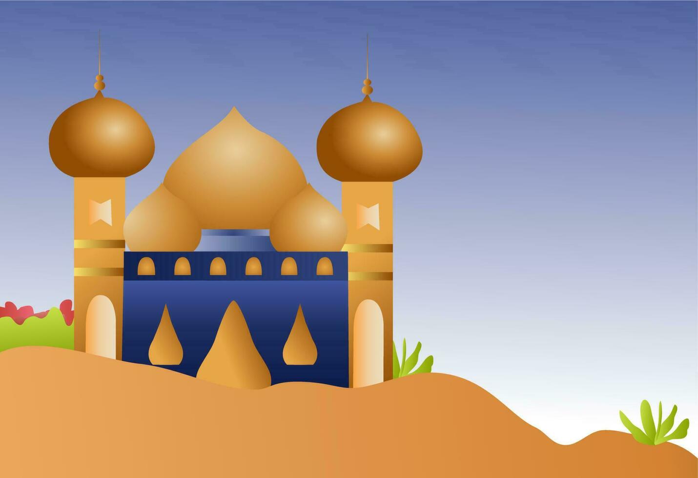 Islamic Mosque Flat Style Design vector