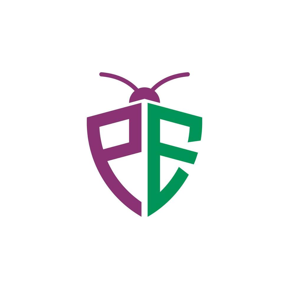 Letters PE Pest Control Logo vector