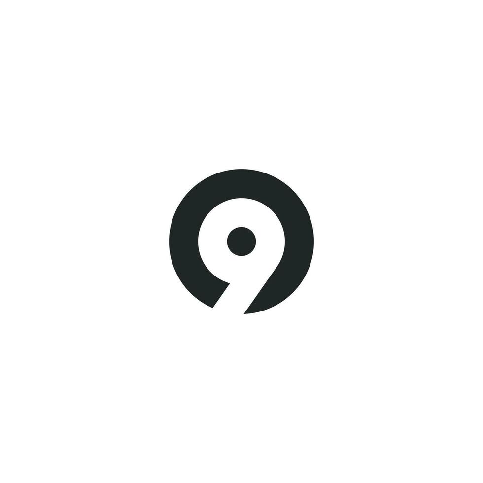 Number 9 or 09 Logo design, Negative space in Circle vector