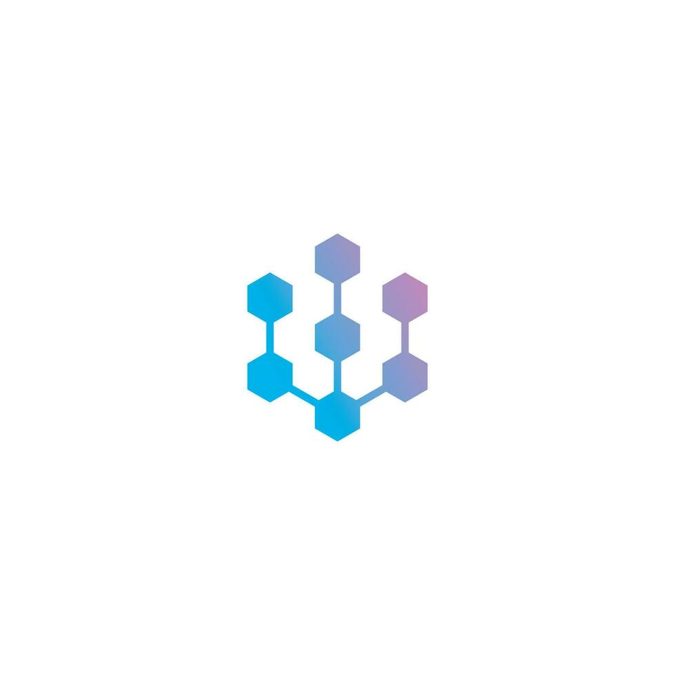 Letter W Blockchain Logo design vector