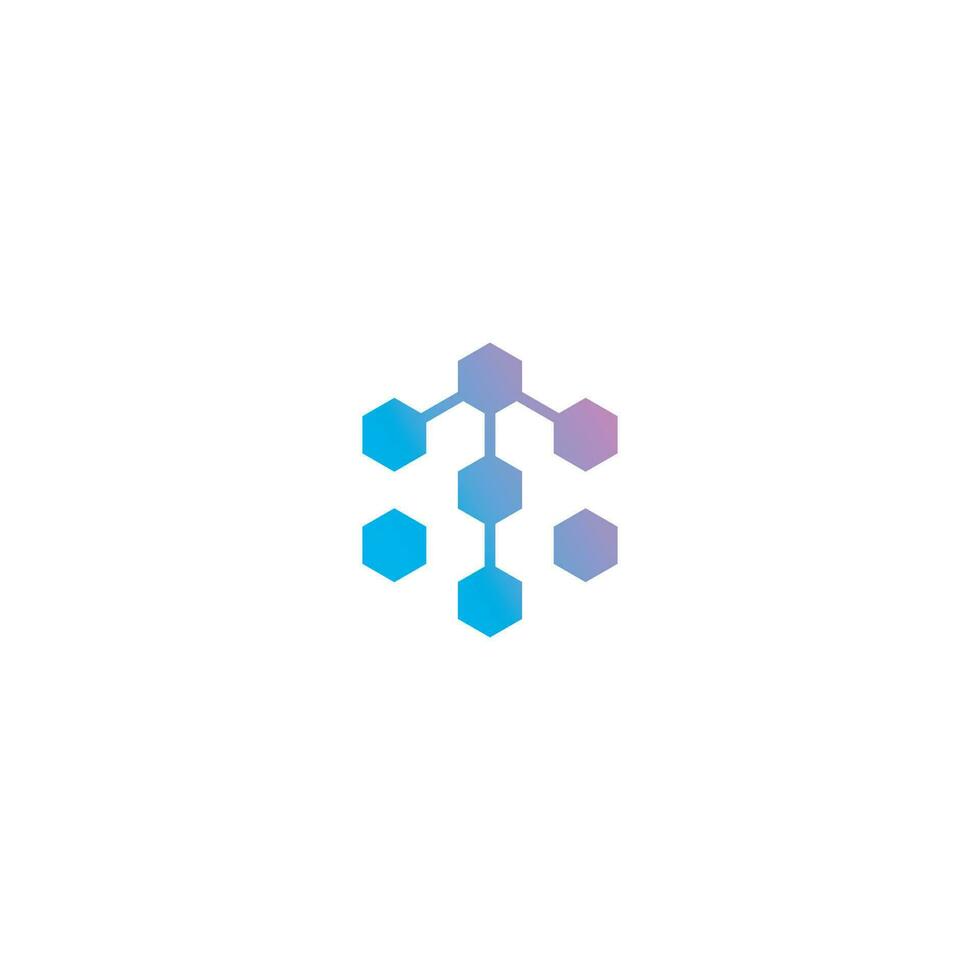 Letter T Blockchain Logo design vector