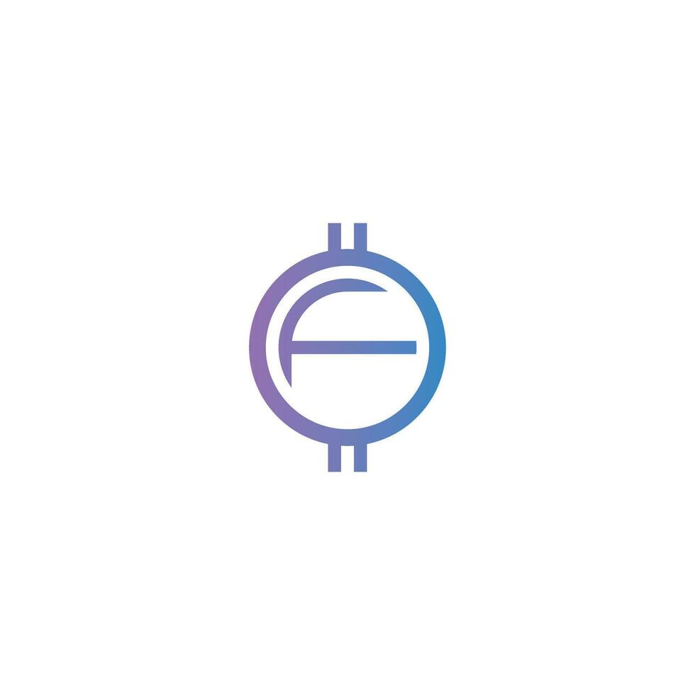 Letter F Token logo design vector