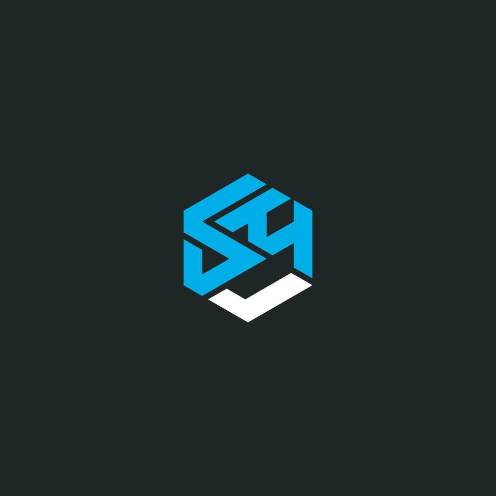 Letters SM MS Hexagon logo vector