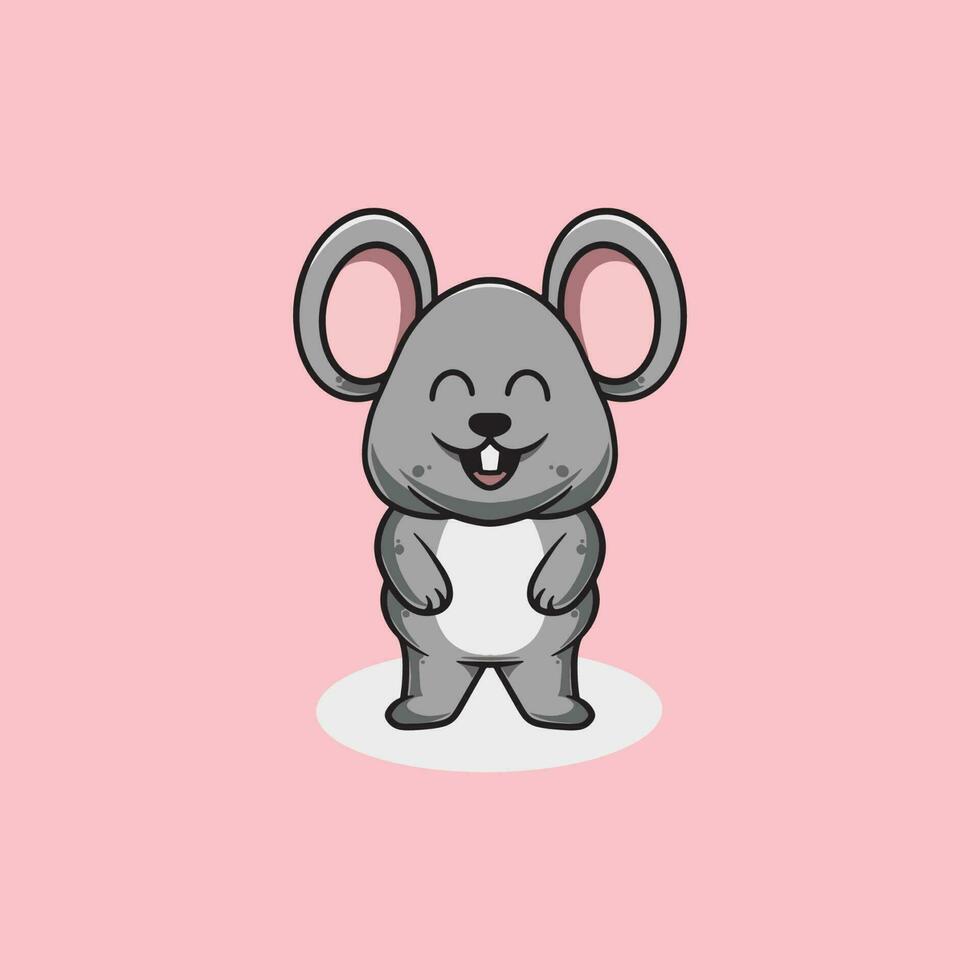 cute mouse smiling cartoon illustration vector