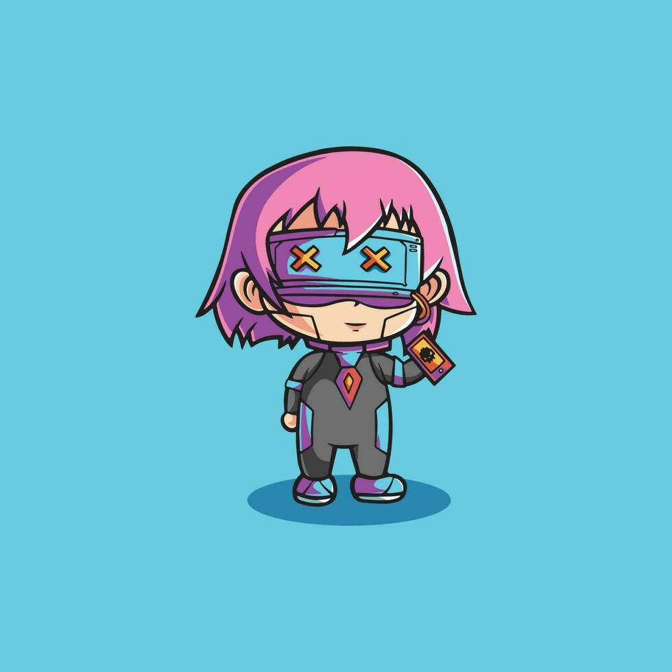 linda cyberpunk pequeño niña alto contraste diseño ilustración vector