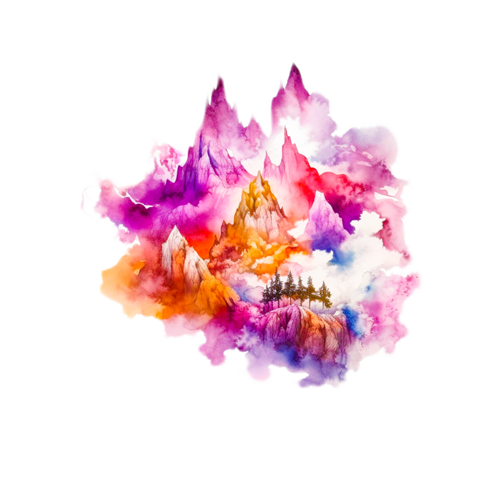 Watercolor painting, Color watercolor shading material, yellow, orange, and pink abstract