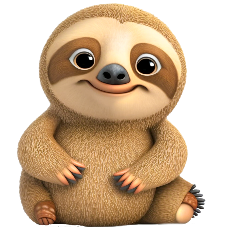 Cartoon sloth waving, hand drawn png