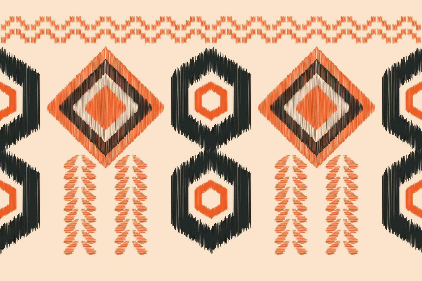 Ethnic Ikat fabric pattern geometric style.African Ikat embroidery Ethnic oriental pattern brown cream background. Abstract,vector,illustration.For texture,clothing,scraf,decoration,carpet,silk. vector
