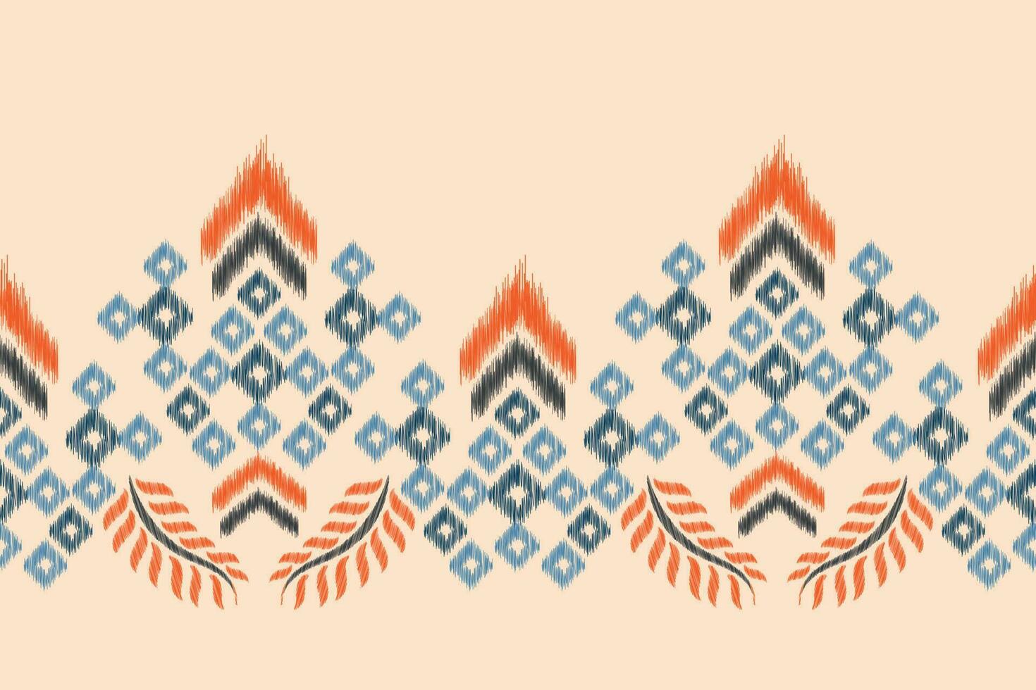 Ethnic Ikat fabric pattern geometric style.African Ikat embroidery Ethnic oriental pattern brown cream background. Abstract,vector,illustration.For texture,clothing,scraf,decoration,carpet,silk. vector