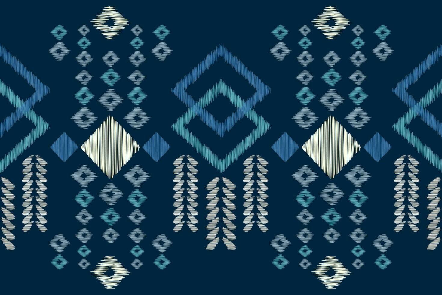 Ethnic Ikat fabric pattern geometric style.African Ikat embroidery Ethnic oriental pattern navy blue background. Abstract,vector,illustration.For texture,clothing,scraf,decoration,carpet,silk. vector