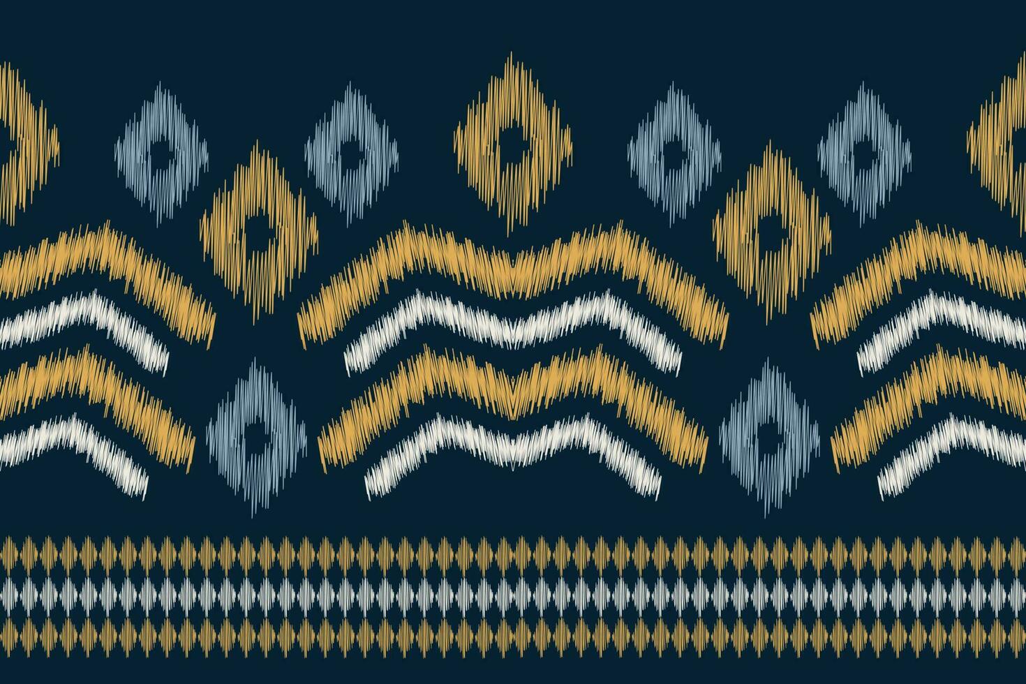 Ethnic Ikat fabric pattern geometric style.African Ikat embroidery Ethnic oriental pattern navy blue background. Abstract,vector,illustration.For texture,clothing,scraf,decoration,carpet,silk. vector