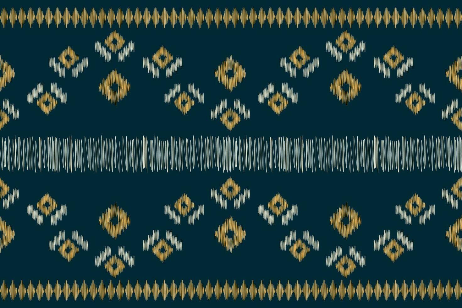 Ethnic Ikat fabric pattern geometric style.African Ikat embroidery Ethnic oriental pattern navy blue background. Abstract,vector,illustration.For texture,clothing,scraf,decoration,carpet,silk. vector
