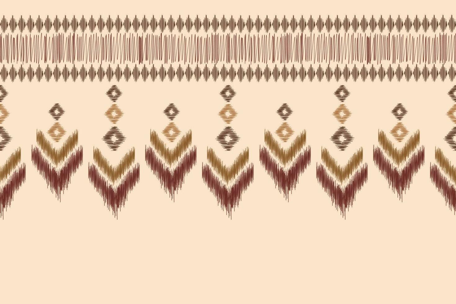 Ethnic Ikat fabric pattern geometric style.African Ikat embroidery Ethnic oriental pattern brown cream background. Abstract,vector,illustration.For texture,clothing,scraf,decoration,carpet,silk. vector