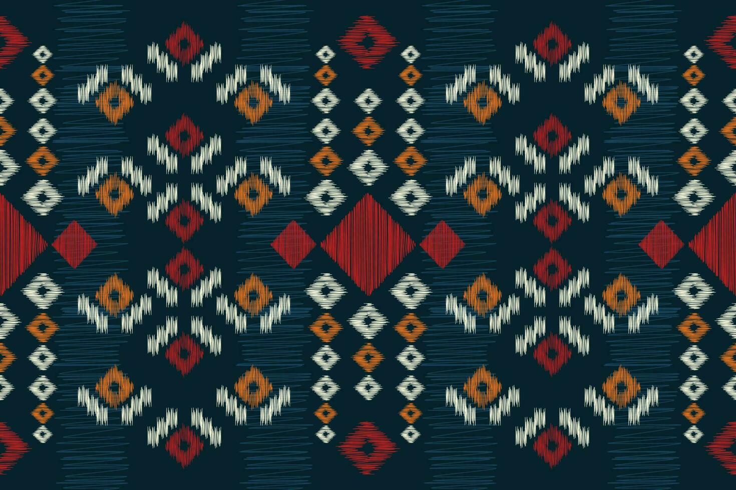 Ethnic Ikat fabric pattern geometric style.African Ikat embroidery Ethnic oriental pattern navy blue background. Abstract,vector,illustration.For texture,clothing,scraf,decoration,carpet,silk. vector