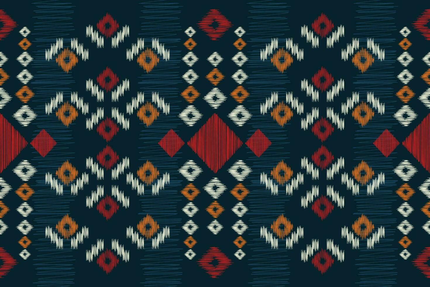 Ethnic Ikat fabric pattern geometric style.African Ikat embroidery Ethnic oriental pattern navy blue background. Abstract,vector,illustration.For texture,clothing,scraf,decoration,carpet,silk. vector