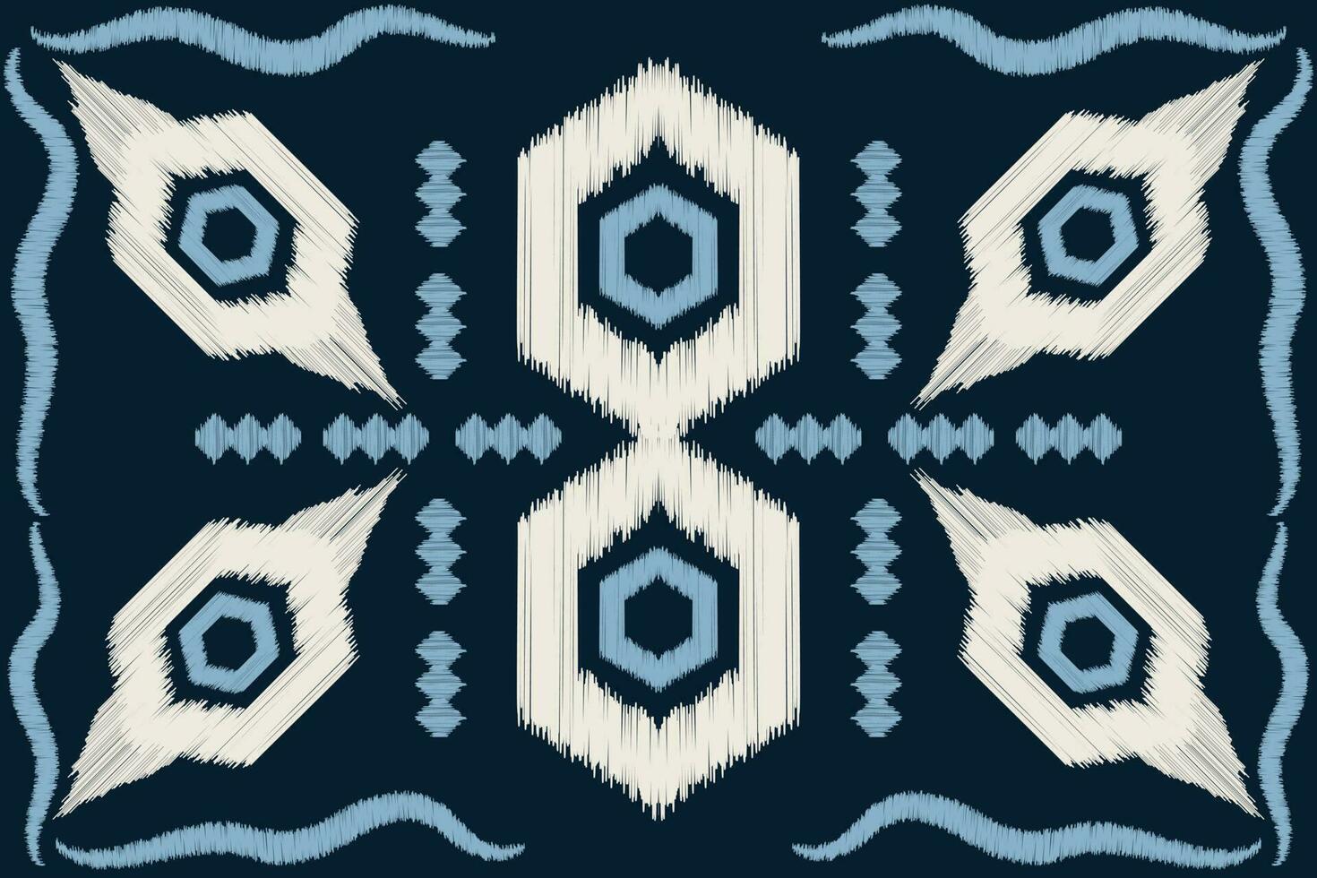 Ethnic Ikat fabric pattern geometric style.African Ikat embroidery Ethnic oriental pattern navy blue background. Abstract,vector,illustration.For texture,clothing,scraf,decoration,carpet,silk. vector