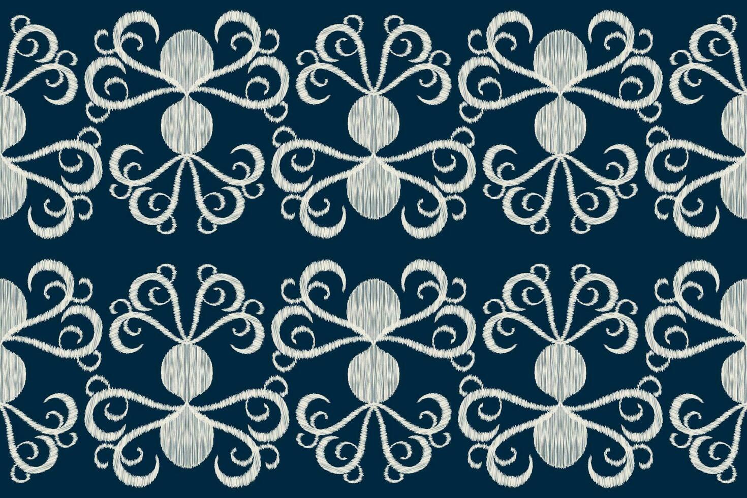 Ethnic Ikat fabric pattern geometric style.African Ikat embroidery Ethnic oriental pattern navy blue background. Abstract,vector,illustration.For texture,clothing,scraf,decoration,carpet,silk. vector