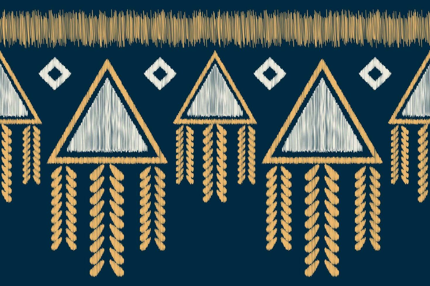 Ethnic Ikat fabric pattern geometric style.African Ikat embroidery Ethnic oriental pattern navy blue background. Abstract,vector,illustration.For texture,clothing,scraf,decoration,carpet,silk. vector