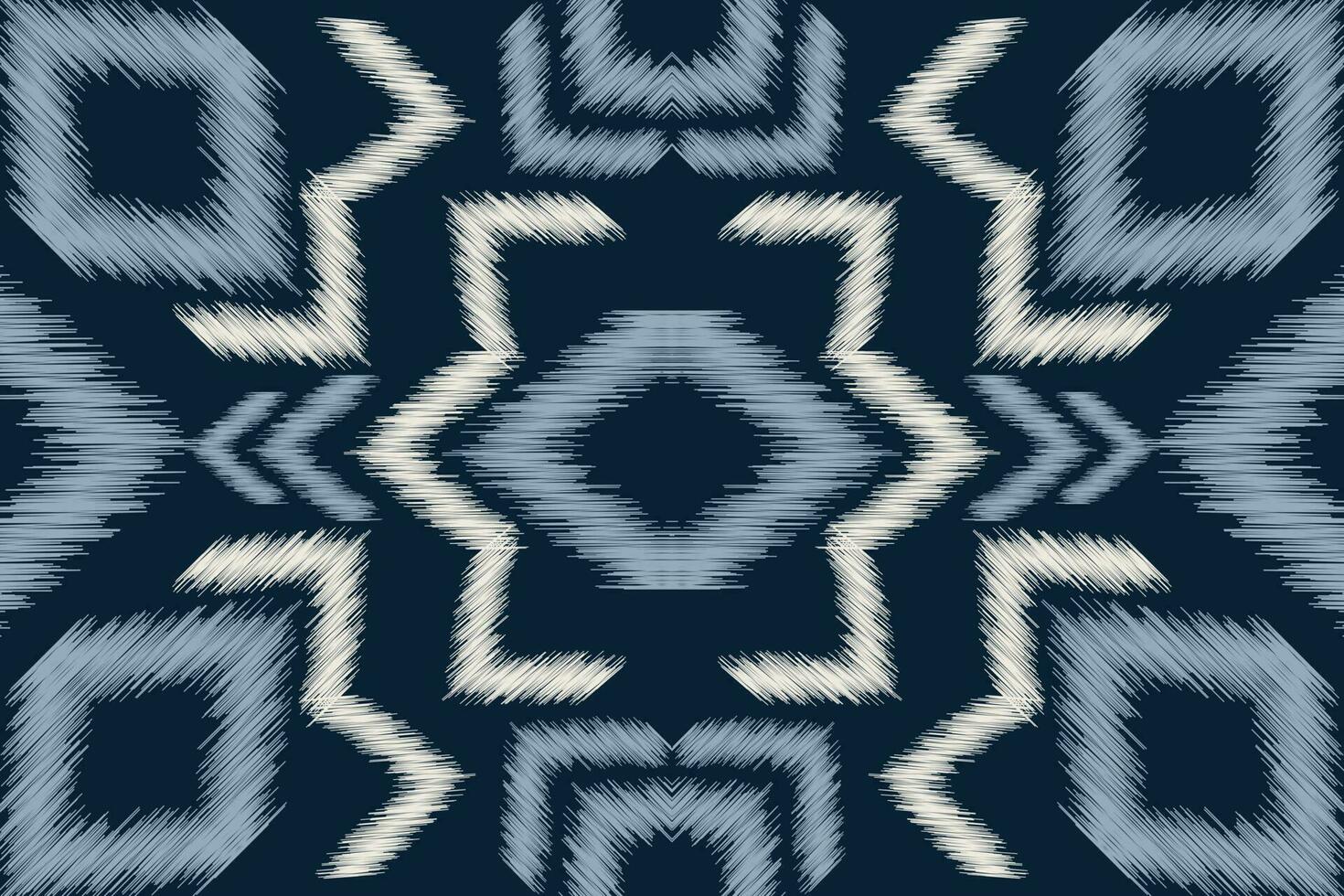 Ethnic Ikat fabric pattern geometric style.African Ikat embroidery Ethnic oriental pattern navy blue background. Abstract,vector,illustration.For texture,clothing,scraf,decoration,carpet,silk. vector