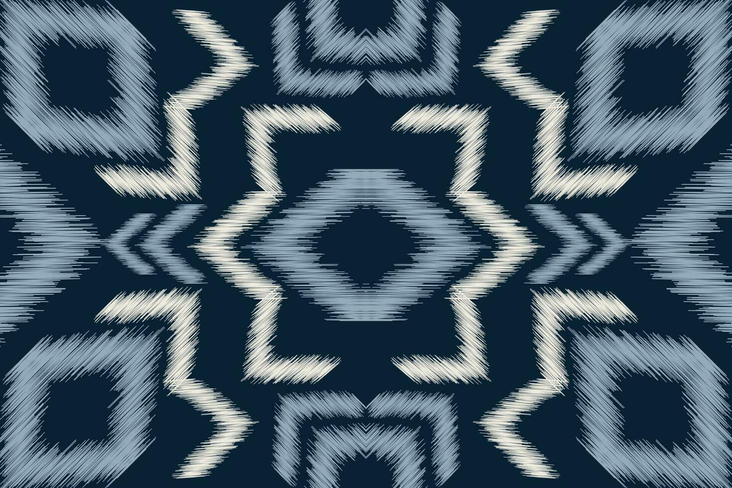 Ethnic Ikat fabric pattern geometric style.African Ikat embroidery Ethnic oriental pattern navy blue background. Abstract,vector,illustration.For texture,clothing,scraf,decoration,carpet,silk. vector