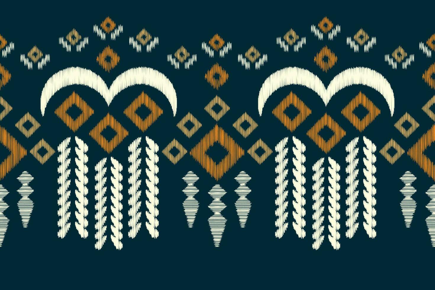 Ethnic Ikat fabric pattern geometric style.African Ikat embroidery Ethnic oriental pattern navy blue background. Abstract,vector,illustration.For texture,clothing,scraf,decoration,carpet,silk. vector