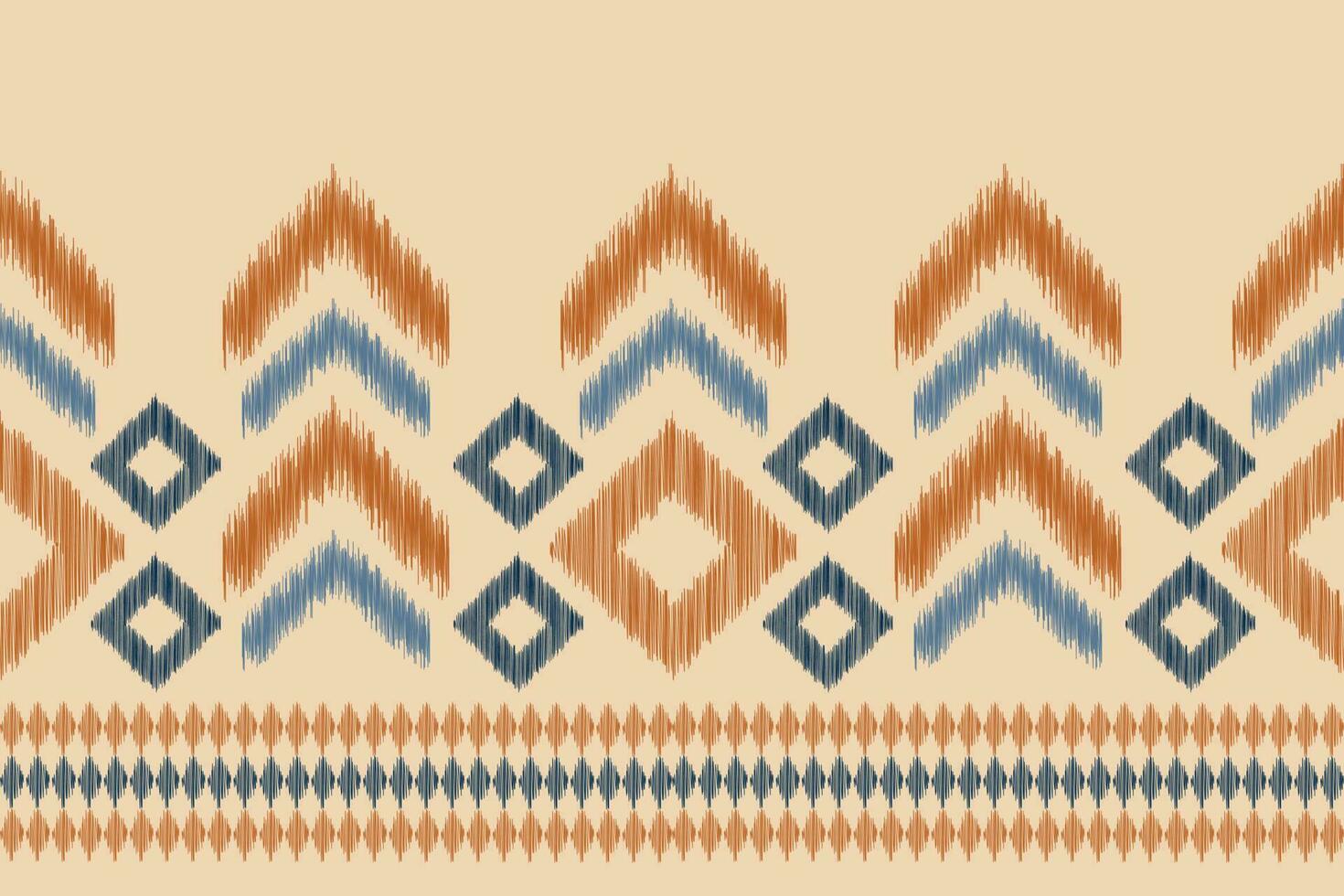 Ethnic Ikat fabric pattern geometric style.African Ikat embroidery Ethnic oriental pattern brown cream background. Abstract,vector,illustration.For texture,clothing,scraf,decoration,carpet,silk. vector