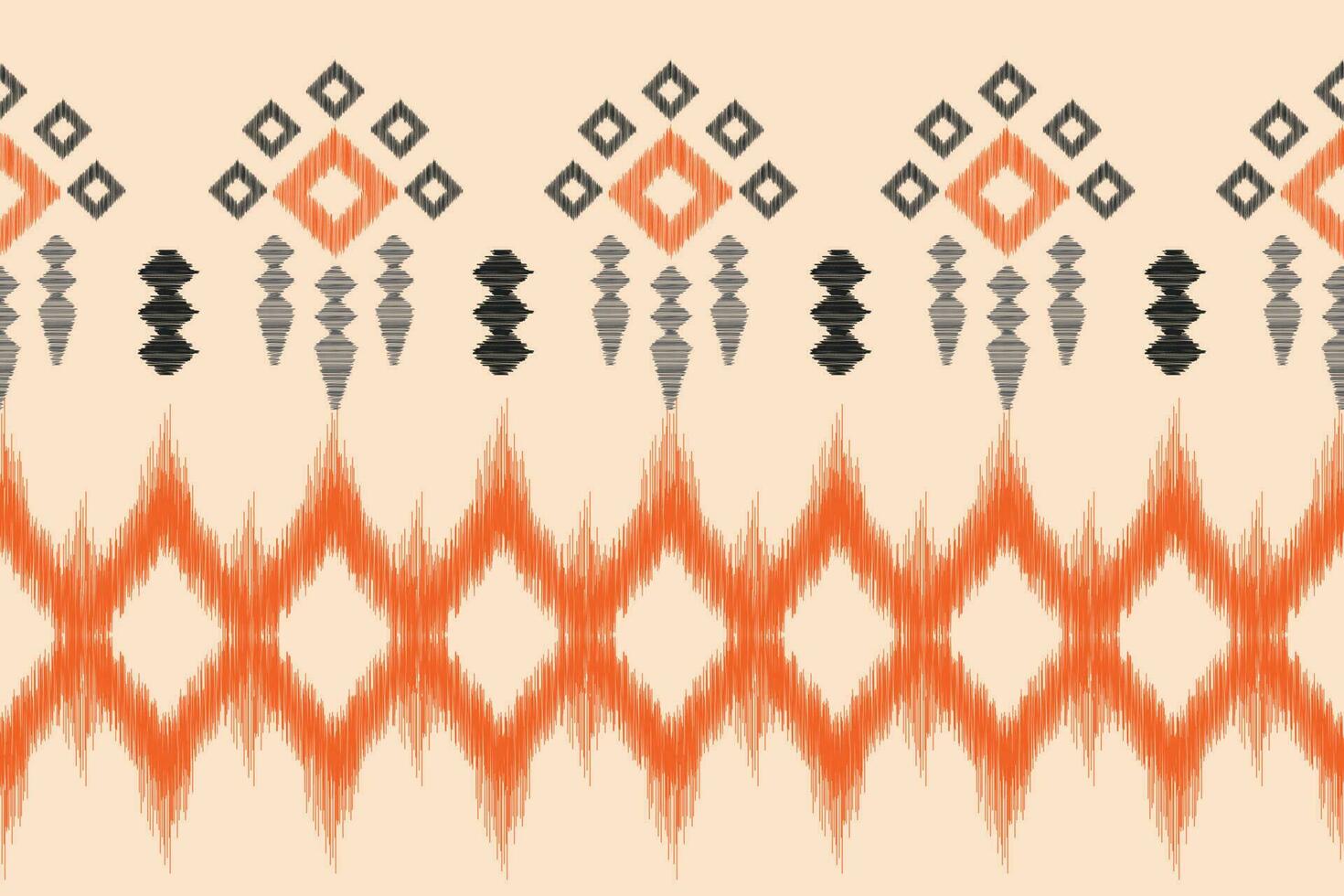 Ethnic Ikat fabric pattern geometric style.African Ikat embroidery Ethnic oriental pattern brown cream background. Abstract,vector,illustration.For texture,clothing,scraf,decoration,carpet,silk. vector