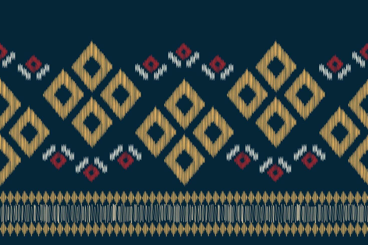 Ethnic Ikat fabric pattern geometric style.African Ikat embroidery Ethnic oriental pattern navy blue background. Abstract,vector,illustration.For texture,clothing,scraf,decoration,carpet,silk. vector