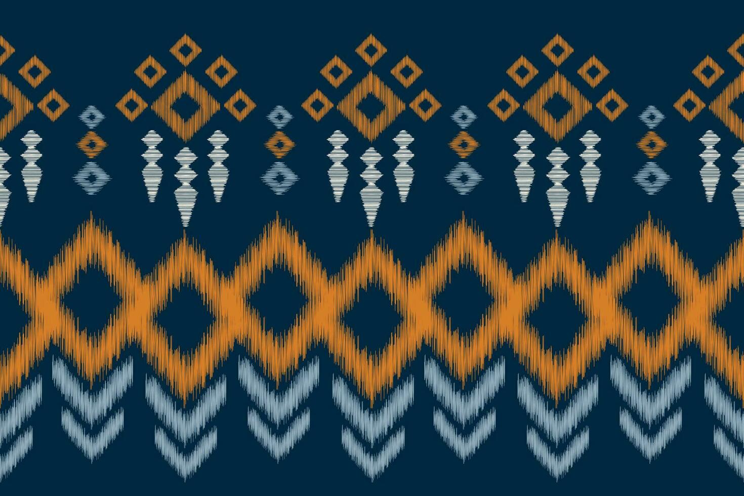 Ethnic Ikat fabric pattern geometric style.African Ikat embroidery Ethnic oriental pattern navy blue background. Abstract,vector,illustration.For texture,clothing,scraf,decoration,carpet,silk. vector