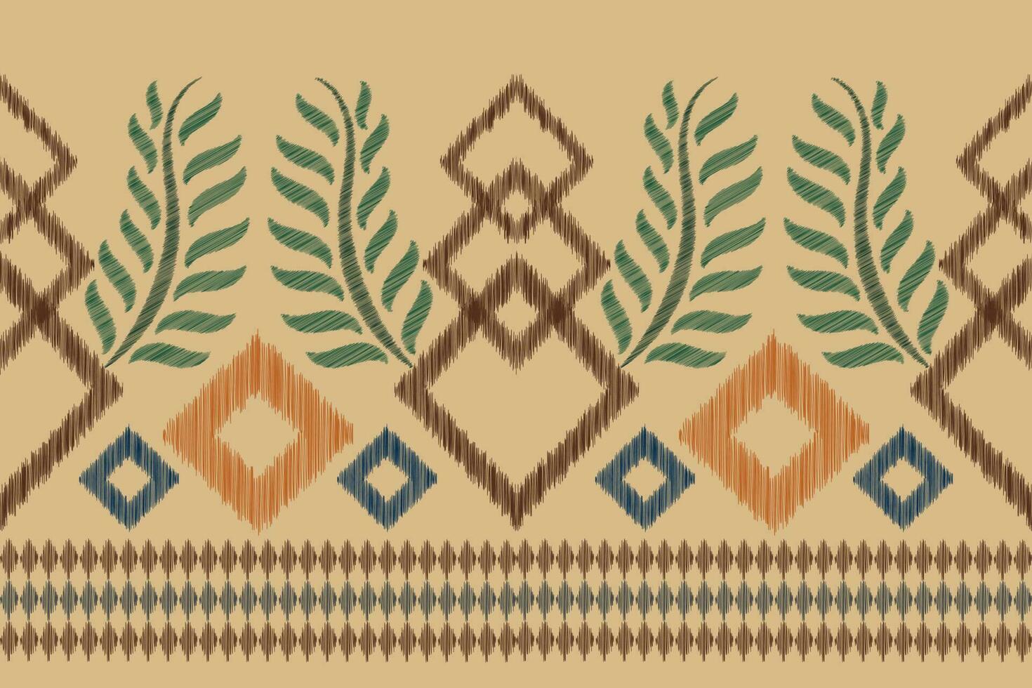 Ethnic Ikat fabric pattern geometric style.African Ikat embroidery Ethnic oriental pattern brown cream background. Abstract,vector,illustration.For texture,clothing,scraf,decoration,carpet,silk. vector