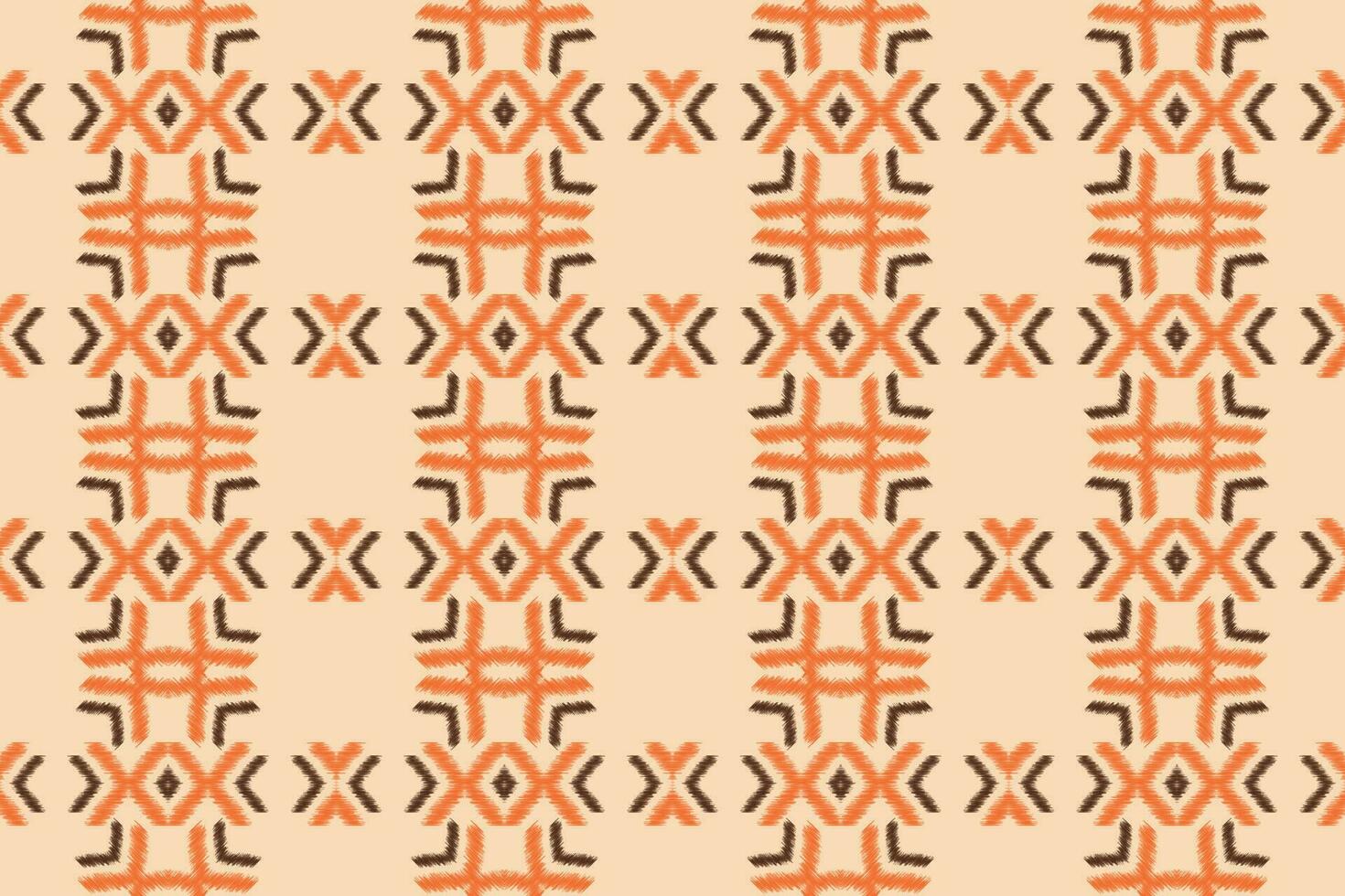 Ethnic Ikat fabric pattern geometric style.African Ikat embroidery Ethnic oriental pattern brown cream background. Abstract,vector,illustration.For texture,clothing,scraf,decoration,carpet,silk. vector