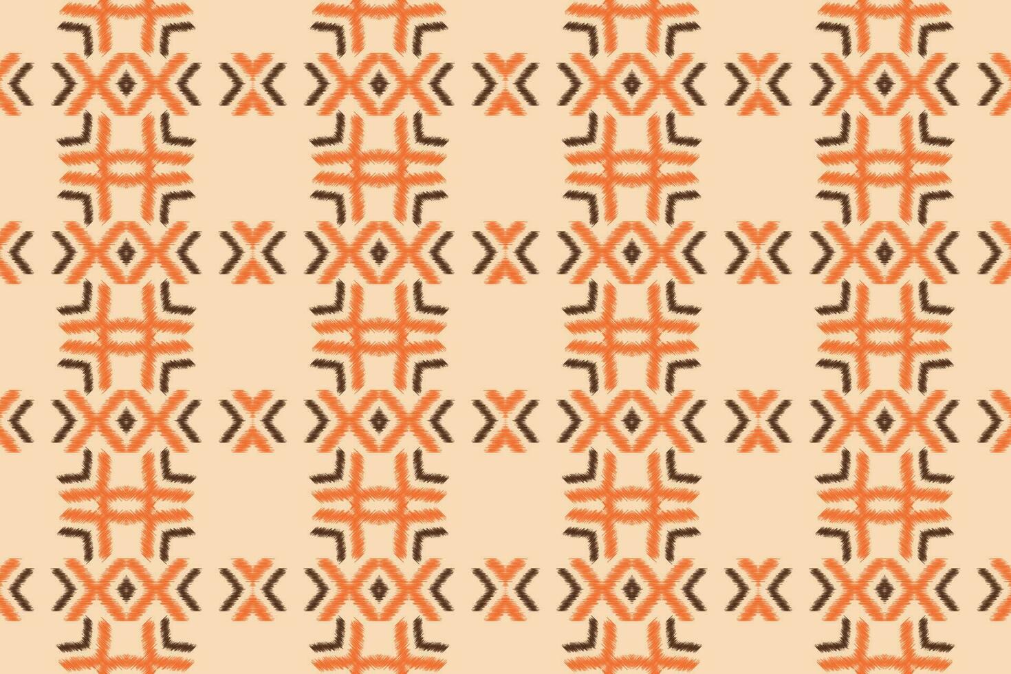 Ethnic Ikat fabric pattern geometric style.African Ikat embroidery Ethnic oriental pattern brown cream background. Abstract,vector,illustration.For texture,clothing,scraf,decoration,carpet,silk. vector