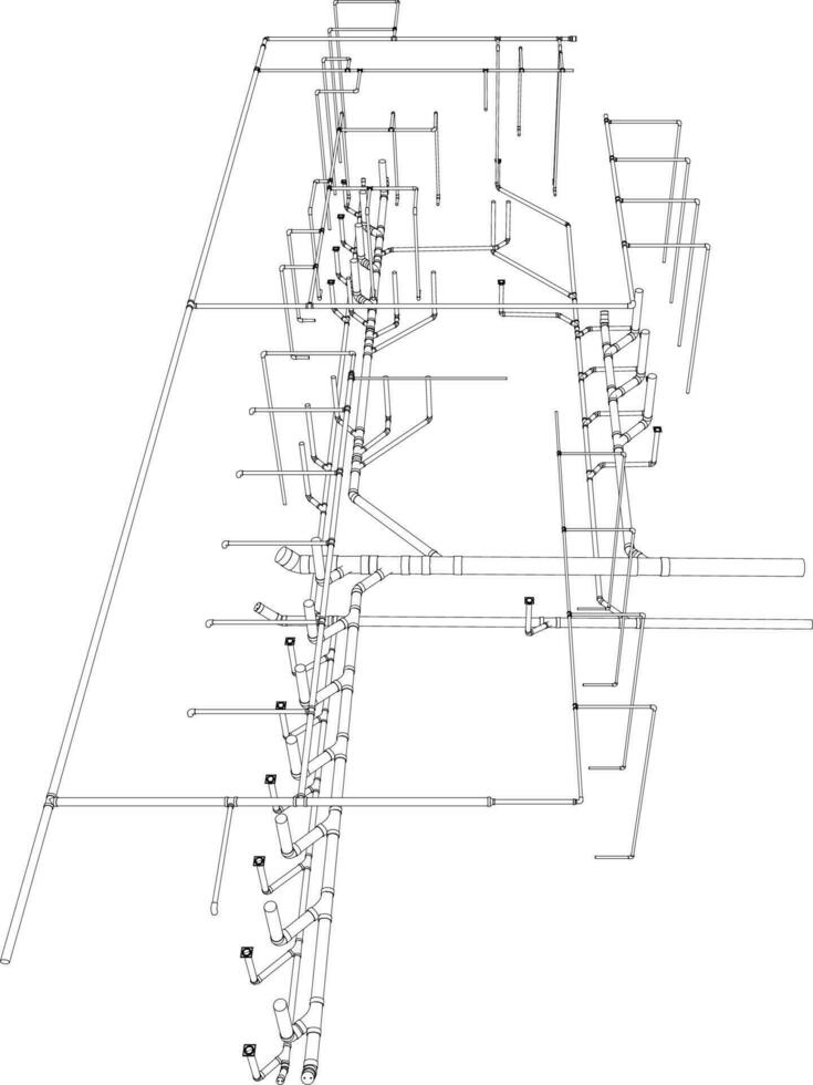 3d ilustración de edificio tubería vector