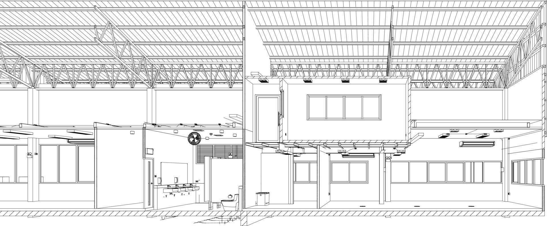 3D illustration of building structure vector