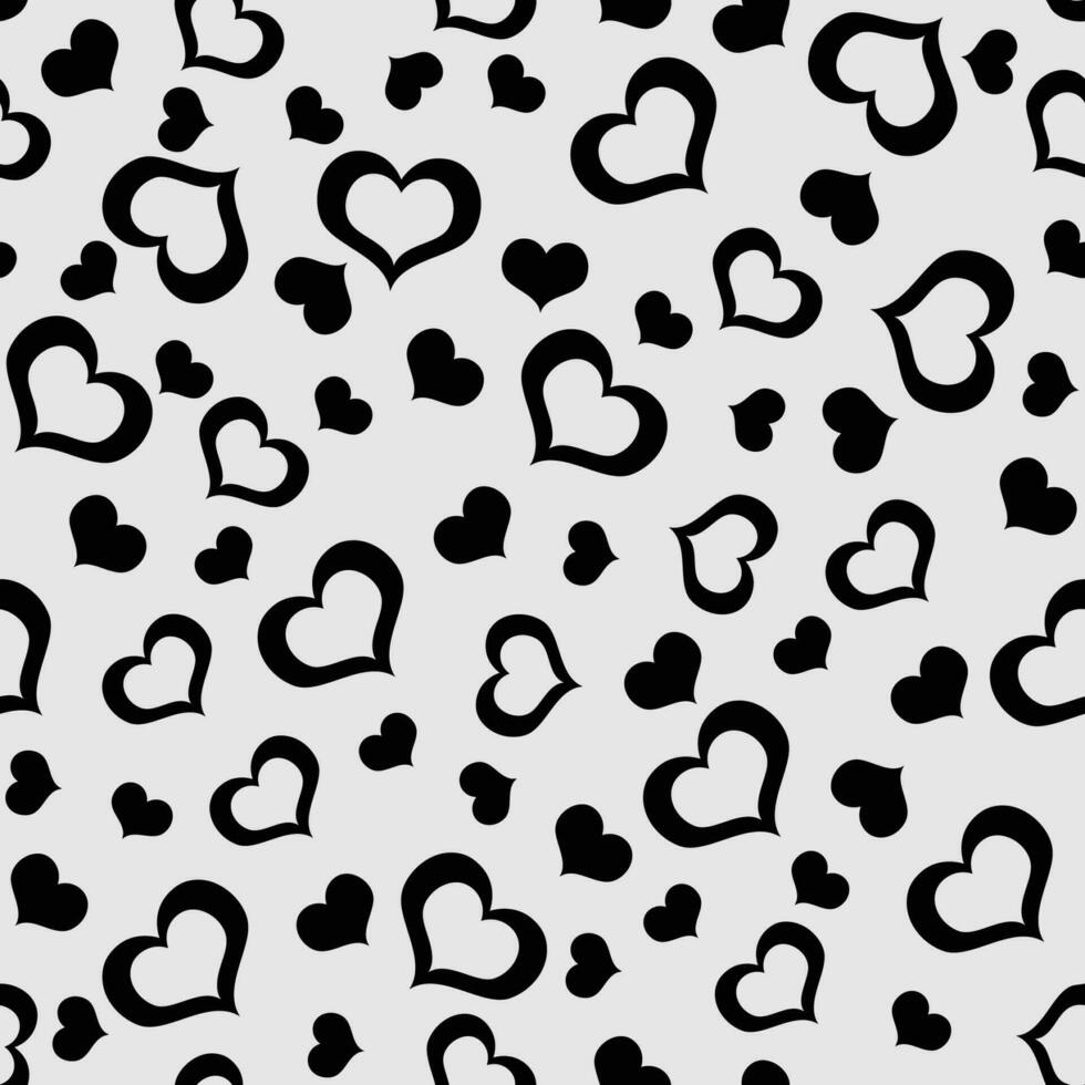 Hearts Retro Seamless Pattern Checkered Background Hand-Drawn Vector Illustration. Seventies Style Background, Wallpaper, Print. Flat Design.eps
