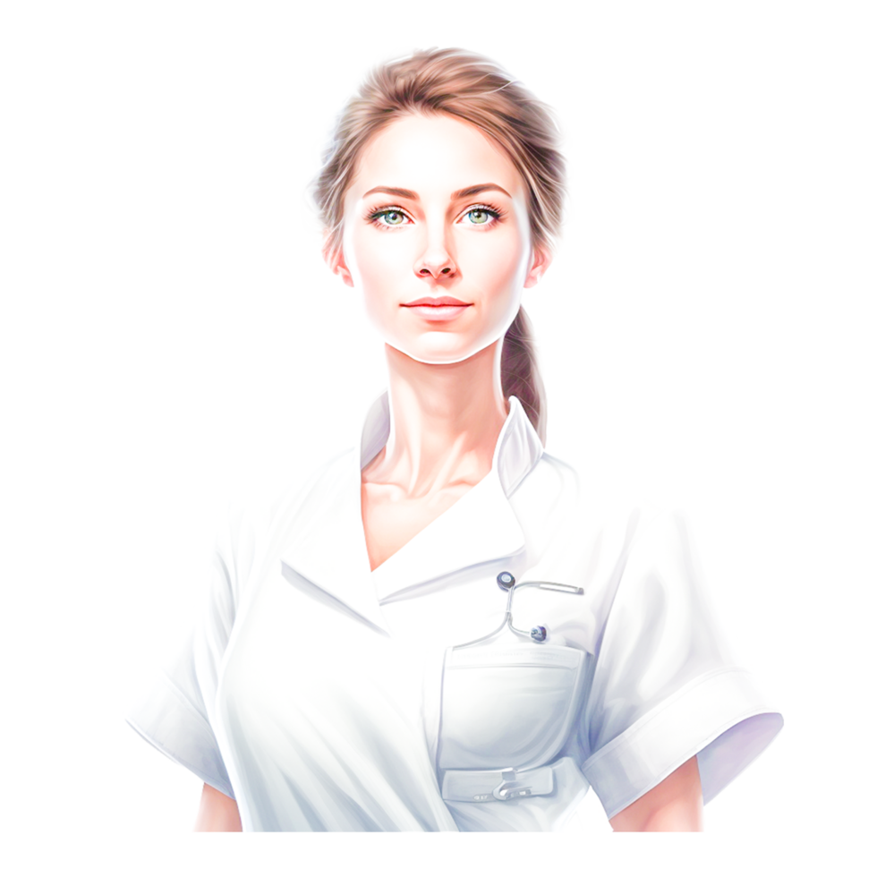 Medical nurse in uniform with stethoscope png