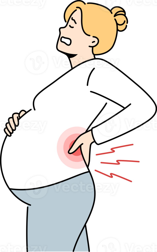 Tired pregnant woman suffer from backache png