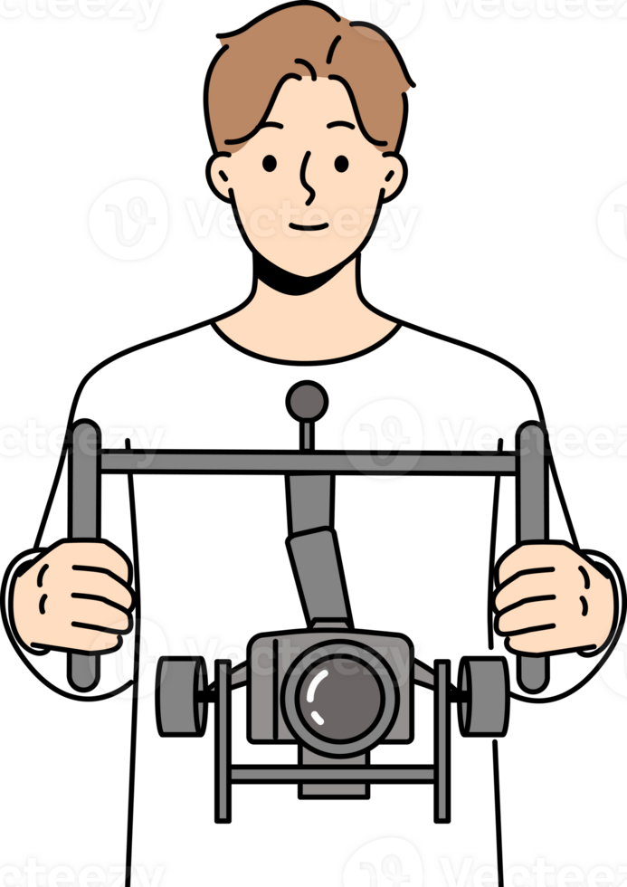 Male operator filing with camera with stabilizer png