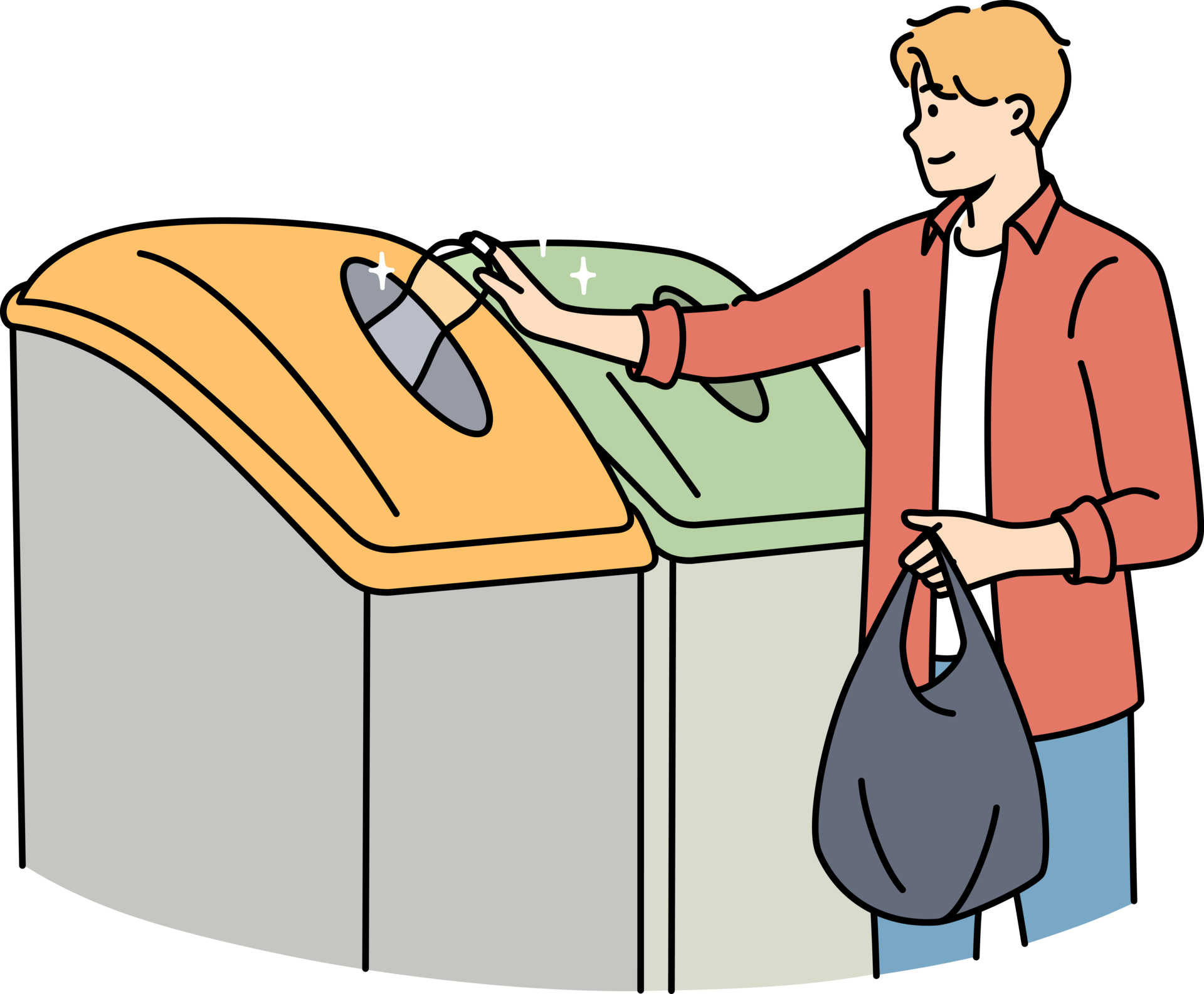 Man sorting garbage in bins 24501151 PNG