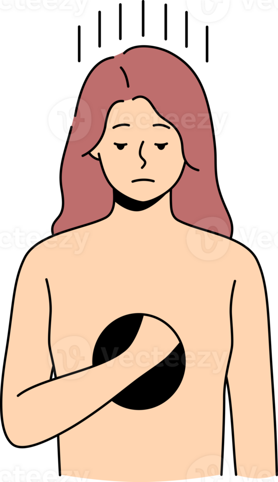 Unhappy woman with hole inside suffer from depression png