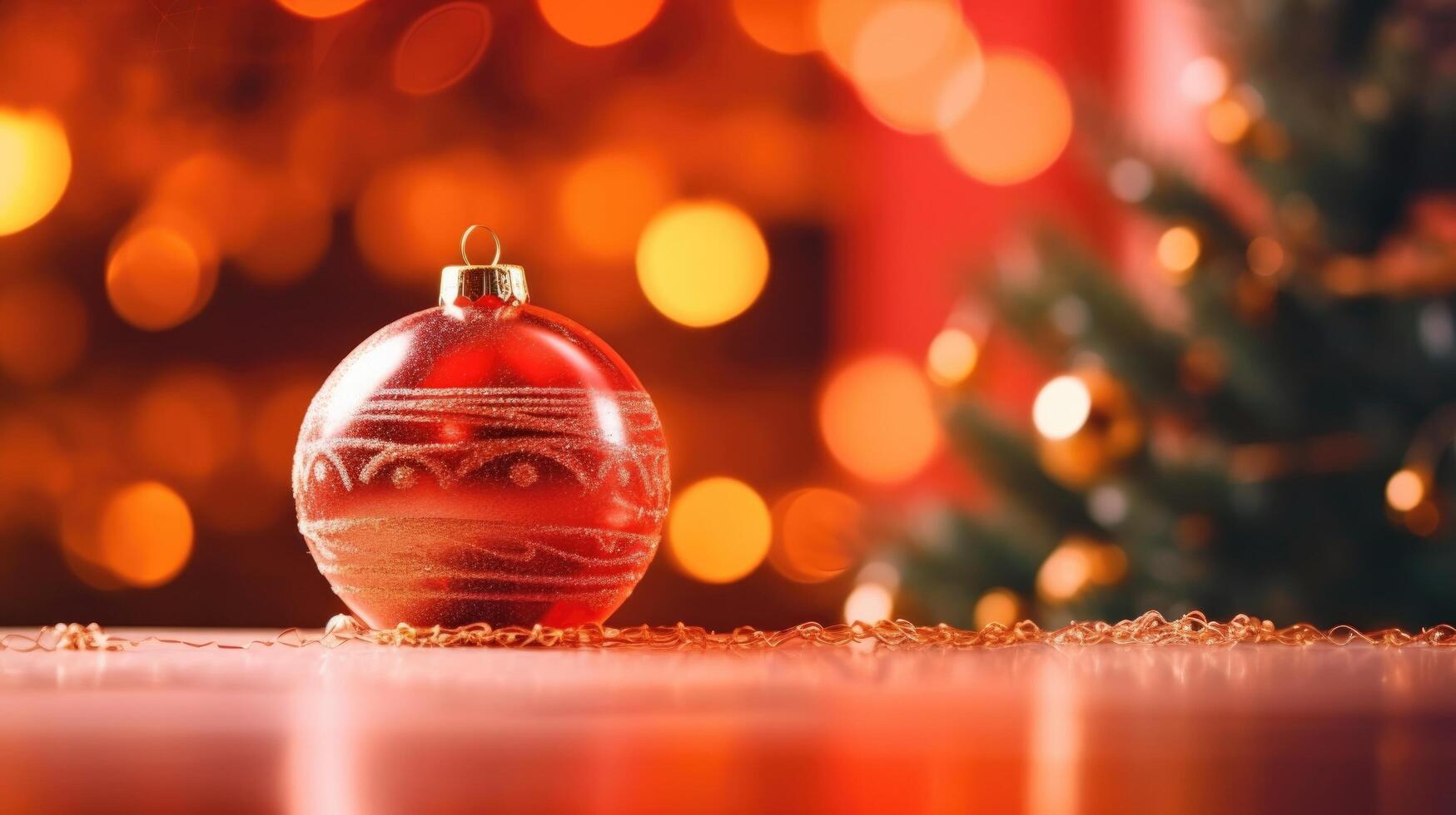 Red bauble Christmas background. Illustration photo