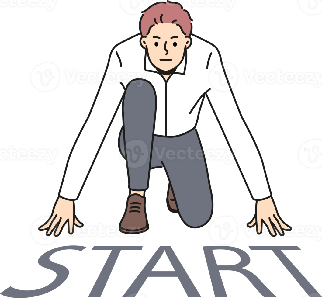 Motivated businessman get ready at start png