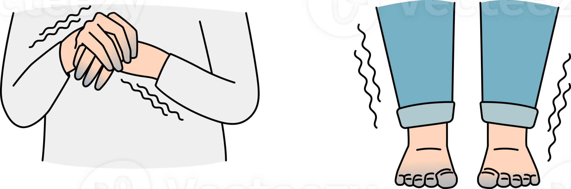 Sensitivity to cold and shaking concept png