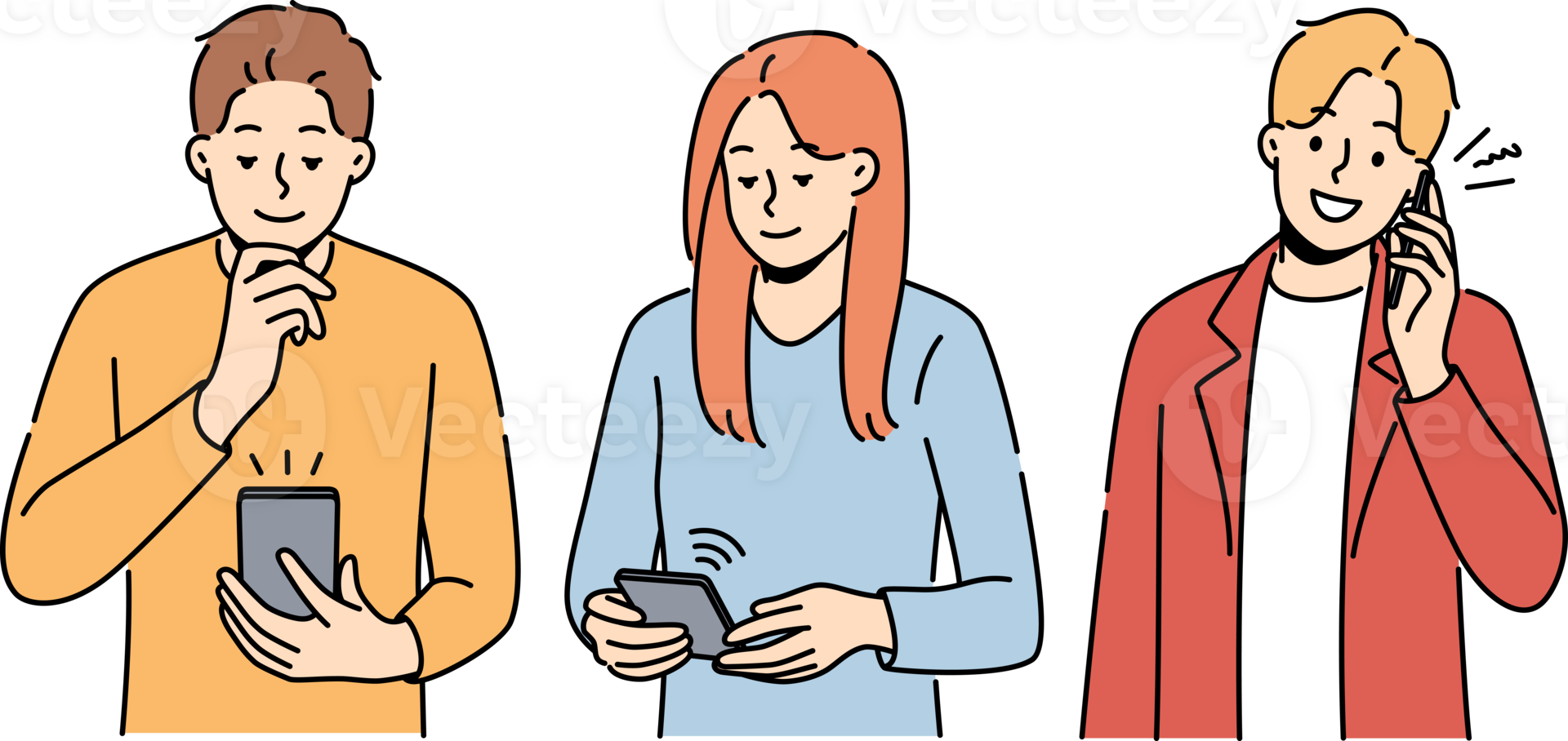 Diverse people use gadgets png