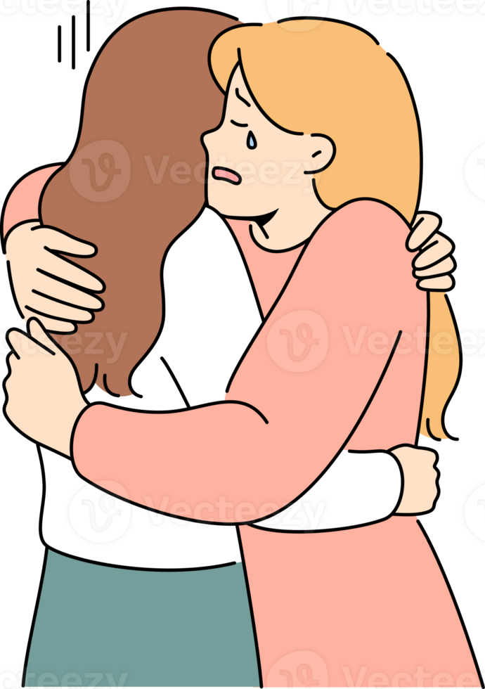 Caring woman hug support crying friend png