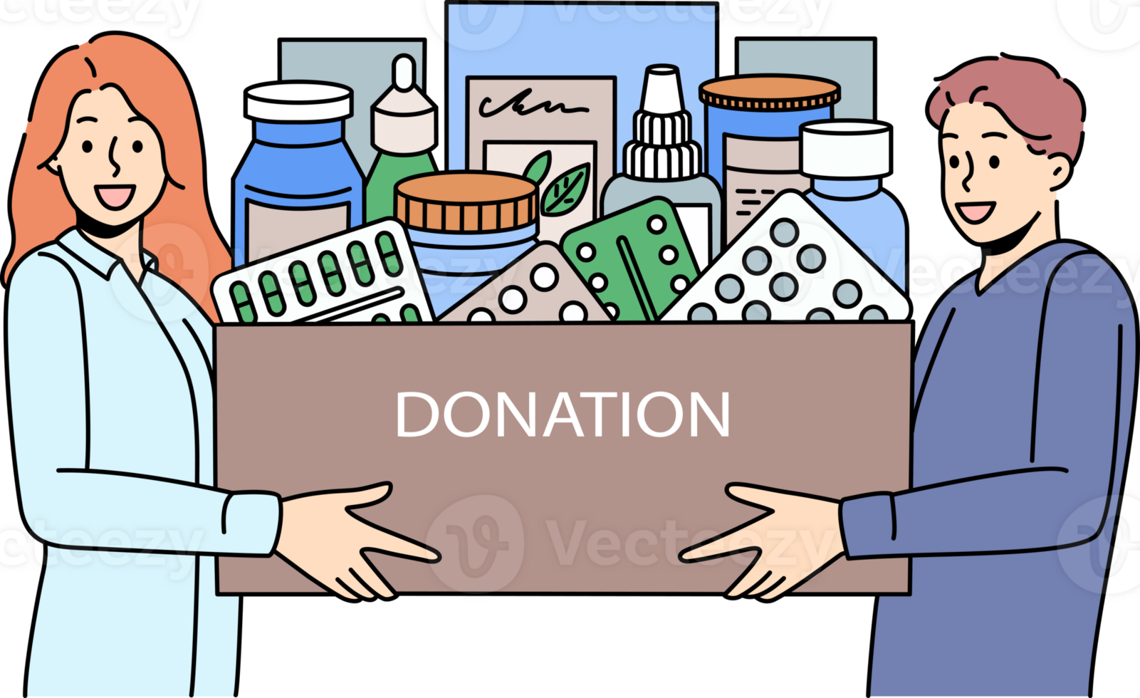 Caring people donate medications to people in need 24501404 PNG