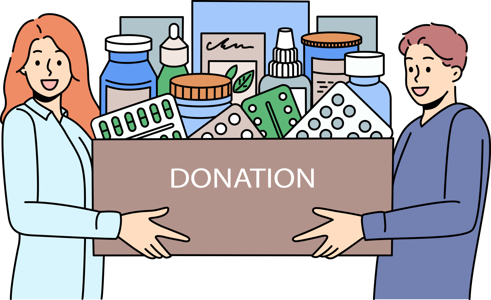 Caring people donate medications to people in need 24501404 PNG