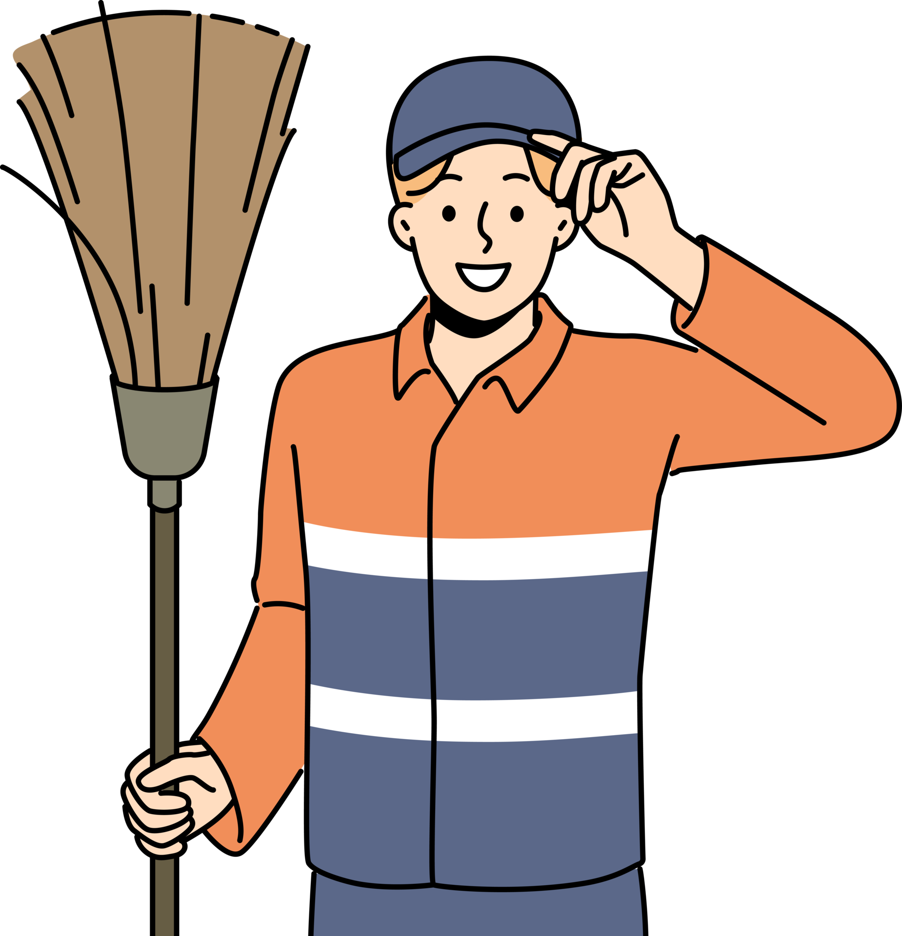 Smiling janitor in uniform saluting 24501432 PNG