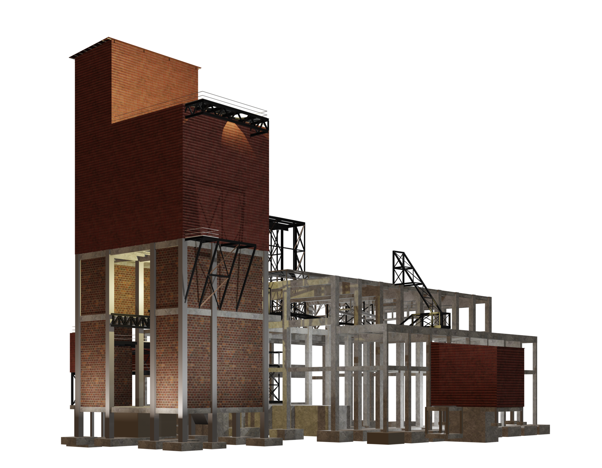 3D illustration of industrial building in transparent 24501446 PNG