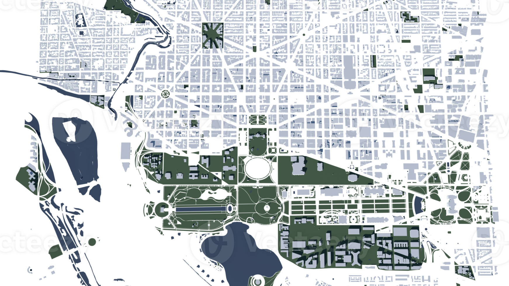 3D illustration of Washington mass building in transparent png